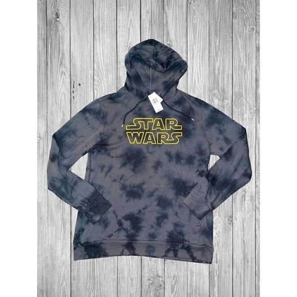 Star Wars Black Tie Dye Graphic Hoodie Pullover Sweater NWT Men’s Size Large - Picture 1 of 5